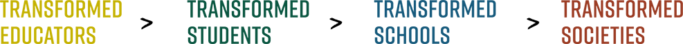 Transformed Educators > Transformed Students > Transformed Schools > Transformed Socities